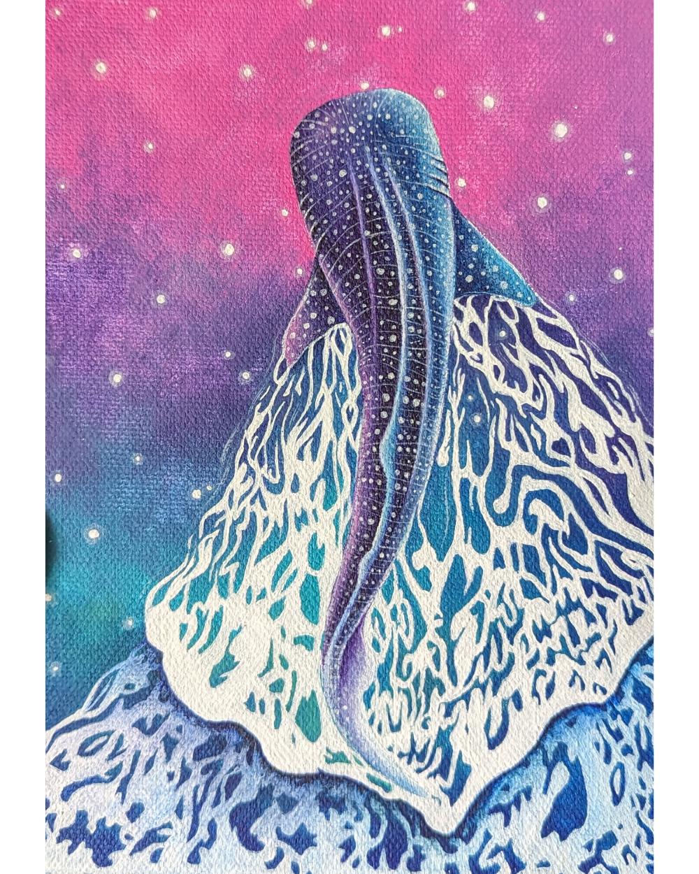 Acrylic painting of a whale shark